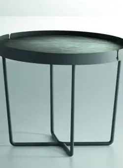 Masuta Dexo Trino diametru 60cm h 45cm baza metalica negru blat ceramic Vulcano Nero