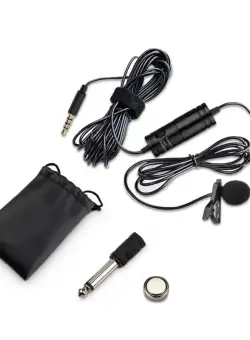 Microfon Lavaliera cu Prindere pt Smartphone si DSLR, Sunet HD, Zgomot Redus, 3.5mm, Buton Comutabil, Clips Prindere