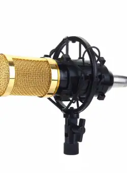 Microfon Profesional BM800 Techstar®, Inregistrare Vocala si Karaoke, Gold Negru