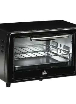 Mini Cuptor electric negru 36,5x26x22cm ,HOMCOM, 10L, temporizator, grila si tava incluse, 750 W, | Aosom RO