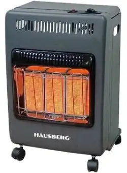 Mini Soba pe gaz GPL Hausberg HB-1023NG, aprindere piezo-electrica, 3 placi de incalzire ceramic putere totala 4.2kW, sistem de oprire automata a gazului, Negru