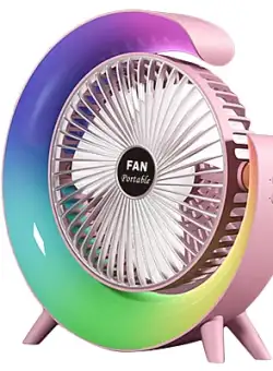 Mini ventilator de birou rotund cu LED RGB