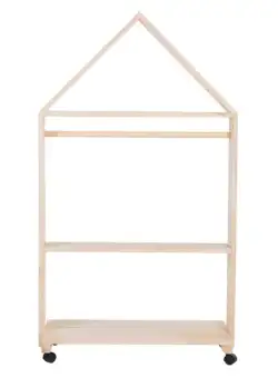 Mobilier decorativ casuta cu roti Childhome 80x135 cm, Lemn Natural