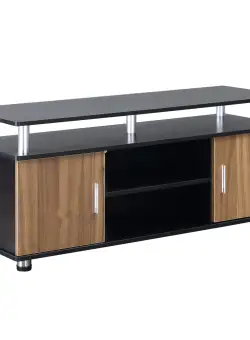 Mobilier Suport TV HOMCOM pana la 55 inchi cu Dulapioare si Etajere, Dulapior pentru Salon si Sufragerie din Lemn si Aluminiu, 120x40x52.2cm