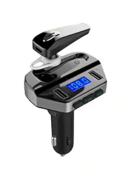 Modulator Auto FM MP3 Player 2 x Port USB, HandsFree, Casca Bluetooth 5.0, V6, Negru Argintiu