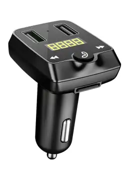 Modulator FM Techstar® T22, Wireless, Bluetooth 4.2, Microfon Integrat, Quick Charge, Afisare Voltaj, Slot MicroSD