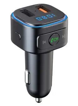 Modulator FM Techstar® T46Q, Wireless, Bluetooth 5.0, Quick Charge 3.0, Microfon Integrat, Ambient Light 