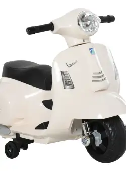 Motocicleta Electrica HOMCOM pentru Copii varsta 18-36 luni, Licenta Oficiala Vespa Baterie 6V, 66.5x38x52cm | Aosom RO