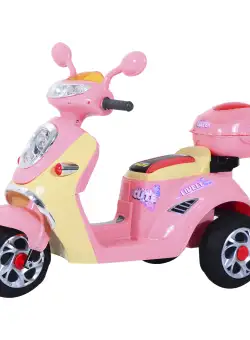 Motoreta Tricicleta Electrica HOMCOM pentru Fetite 6V, Lumini si Muzica, Roz | Aosom RO