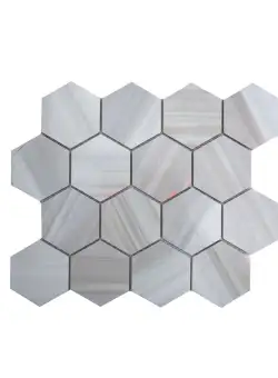 Mozaic Marmura Calacatta Amber Hexagon Polisata, 30.5 x 30.5 cm
