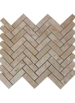 Mozaic Marmura Crema Royal Chevron Polisat, 2.3 x 7.5 cm