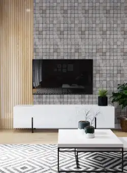 Mozaic Travertin Silver Antichizat, 4.8 x 4.8 cm