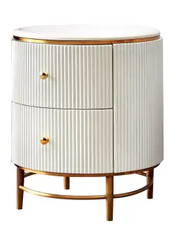 Noptieră Alexis alb/gold si marmura – H58 cm