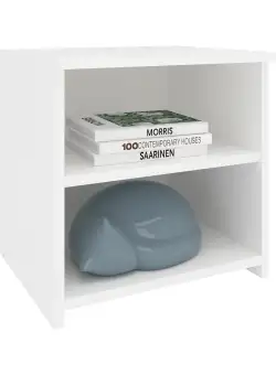 Noptiera Alma, O Polita, Alb, 40 x 33 x 40 cm