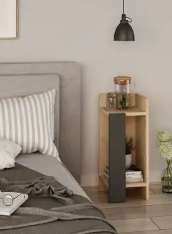 Noptiera dreapta Elos, Anthracite, Stejar, 25 x 60 x 27 cm