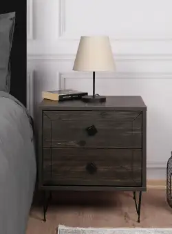 Noptiera Glynn Nightstand, Crem, 40x55x50 cm