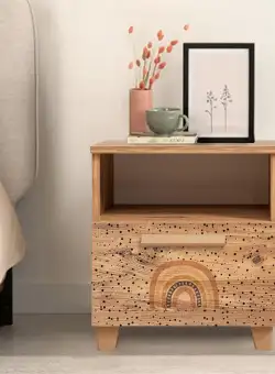 Noptiera Leva Alfa Rainbow Nightstand, Stejar, 45x52x40 cm