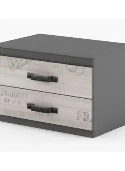 Noptiera Sorento Cu 2 Sertare, Graphite Si Santana Oak, 70 Cm