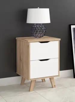 Noptiera Vankka Stejar Pardosit Si Alb, 45 Cm