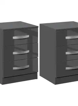 Noptiere Moderne HOMCOM Set 2 Piese cu 3 Sertare din PAL Gri 40x36x56cm pentru Spații Elegante | Aosom Romania
