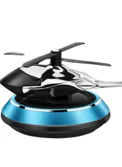 Odorizant auto cu Incarcare solara, baza antiderapanta, ulei esential si pipeta Incluse, elicopter