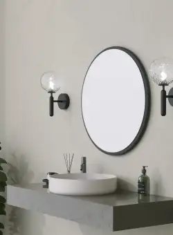 Oglinda decorativa Yuvarlak Mirror - Black, Negru, 2x60x60 cm