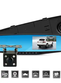 Oglinda retrovizoare 4.5 inch cu camera HD 1080P, DVR auto, cu microfon si difuzor incorporate + camera suplimentara marsarier