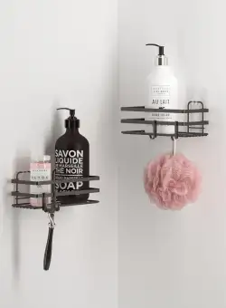 Organizator de baie ST281H, Negru, 8x11x25 cm