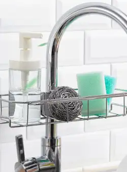 Organizator pentru chiuveta cu prindere pe robinet, otel inoxidabil