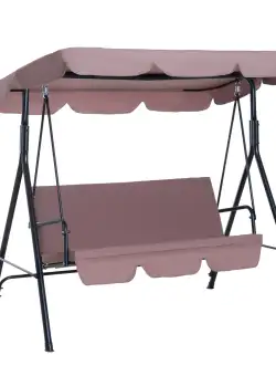 Outsunny Balansoar de Grădină 3 Locuri, cu Acoperiș Parasolar Reglabil, Confortabil, Oțel Rezistent, 172×110×152 cm, Maro | Aosom Romania