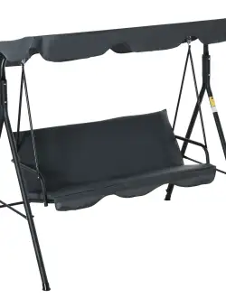 Outsunny Balansoar de Grădină 3 Locuri cu Baldachin Parasolar, Perne Incluse, Structură din Oțel, Gri | Aosom Romania