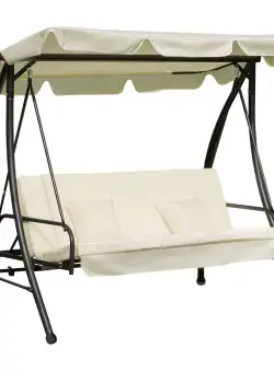 Outsunny Balansoar pentru Gradina 3 Locuri cu Acoperis, Crem, 185x125x173cm