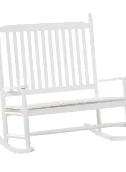 Outsunny Bancă Balansoar cu 2 Locuri din Lemn de Plop, Design Clasic, Alb | Aosom Romania