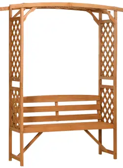 Outsunny Bancă de Grădină din Lemn de Brad cu Arc Decorativ pentru Plante și Ghiveci, 160x50x198 cm, Maro | Aosom Romania