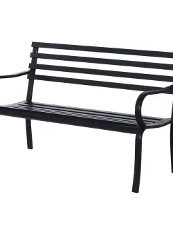 Outsunny Banca de gradina scaun de gradina din metal 2 locuri impermeabila neagra 127 x 62 x 82cm
