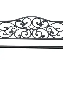Outsunny Banca pentru exterior din fonta si metal, banca pentru gradina 2 locuri cu spatar inalt decorat, 127x60x89cm, negru