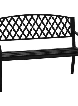 Outsunny Băncuță de Grădină pentru 2 Persoane, din Oțel și Fontă, Design Elegant, Rezistentă, Negru | Aosom Romania