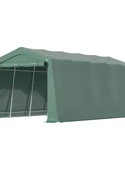 Outsunny Carport 6m x 3m, cort de depozitare pentru gradina, din PVC anti-UV si usi duble cu fermoar | Aosom Ro