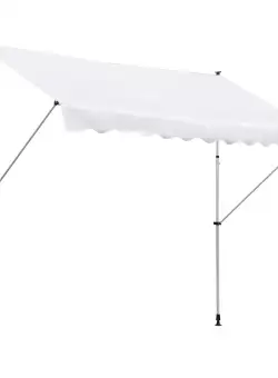 Outsunny Copertina de Perete cu Stâlpi de Sprijin, Protecție UV, Alba, 300x150 cm | Aosom Romania