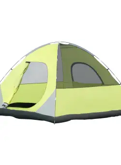 Outsunny Cort de Camping pentru 3-4 Persoane, Cort Impermeabil și Rezistent la UV, 3x3x1.8m, Galben și Gri