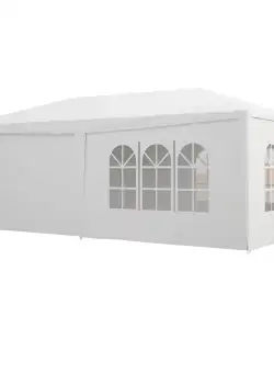 Outsunny Cort pentru Petreceri 6x3m cu Pereti Laterali Detasabili, Foisor de Gradina cu Usi si Ferestre, Alb
