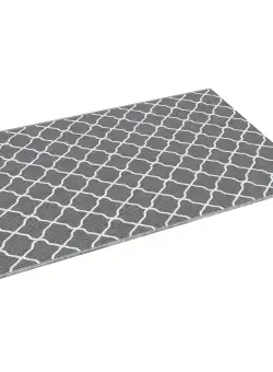 Outsunny Covor pentru Exterior 182x274 cm Reversibil, Covor Pliabil din Polipropilen 310 g/m² Gri si Alb