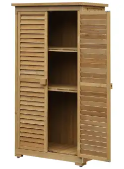 Outsunny dulap cu 3 rafturi pentru gradina, magazie pentru unelte impermeabil, lemn 87x46.5x160cm | Aosom Ro