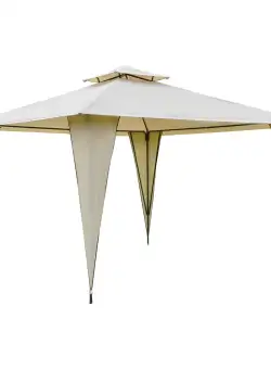 Outsunny Foișor de Grădină din Metal cu Acoperiș Dublu și Design Elegant, Bej | Aosom Romania