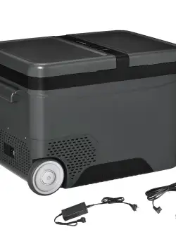 Outsunny Frigider Portabil Electric 45L cu Maner Telescopic și Roți, Ideal pentru Călătorii și Camping | Aosom Romania