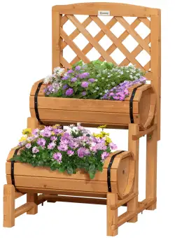 Outsunny Jardinieră Lemn de Brad Formă Butou Design Înălțat Galben 45x45x80cm pentru Grădină | Aosom Romania