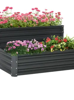 Outsunny Jardinieră Ridicată pentru Cultivare, din Oțel, pentru Grădinărit Urban și Balcon, 120x101x58 cm, Gri Închis | Aosom Romania