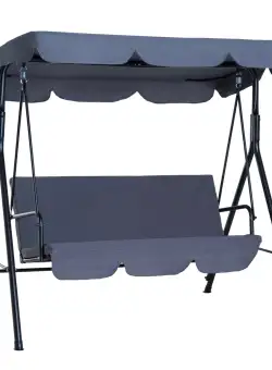 Outsunny Leagăn de Grădină cu Acoperiș Parasolar Reglabil, Material Poliester Rezistent, Design Confortabil, Gri | Aosom Romania