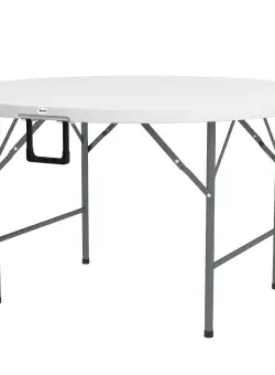 Outsunny Masă Pliabilă de Grădină Φ122 cm, Masă de Picnic Rotundă pentru 6 Persoane, Cadru Metalic, Alb | Aosom Romania
