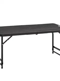 Outsunny Masa pliabila pentru gradina pentru 4 persoane, Masa dreptunghiulara de exterior cu inaltime reglabila, gri inchis | AOSOM RO